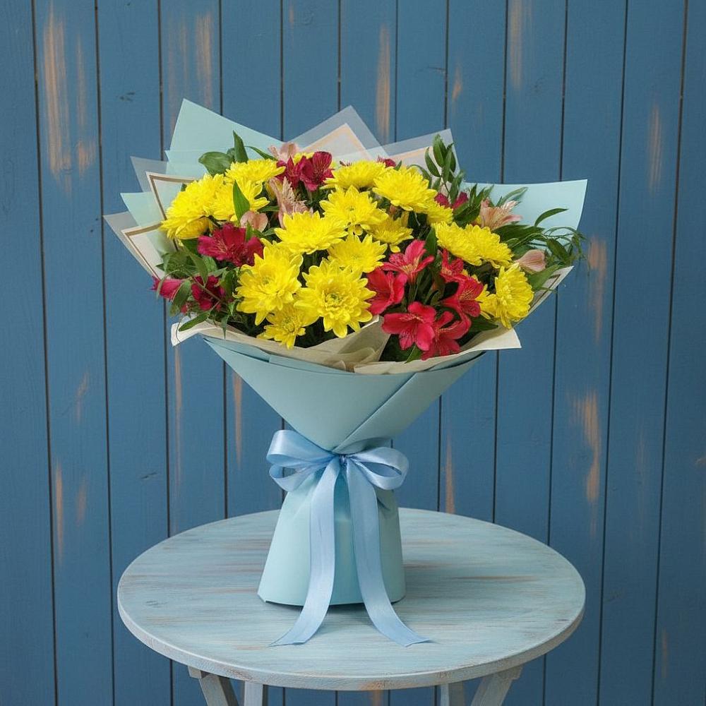 Букет цветов из: Альстромерии и Хризантемы в Медведовской