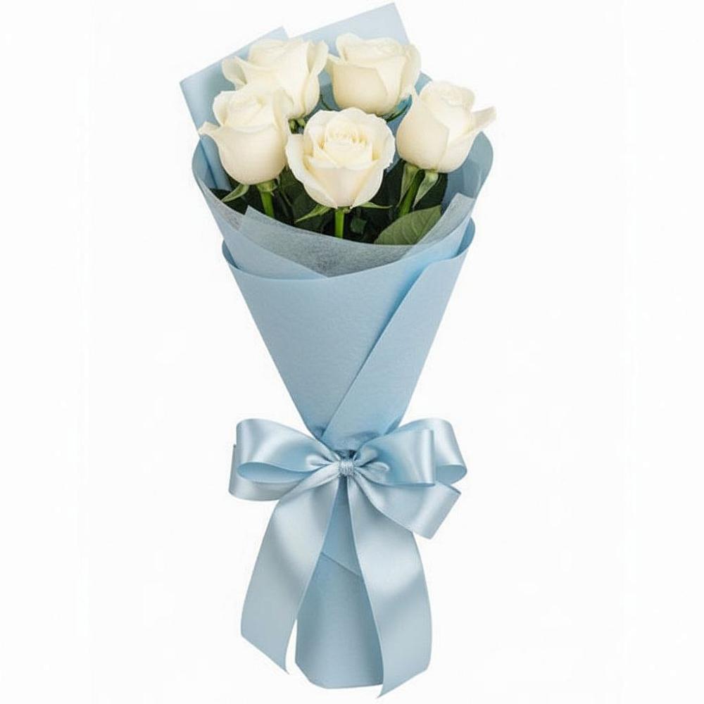 Букет 5 Белых роз Проуд в Медведовской
