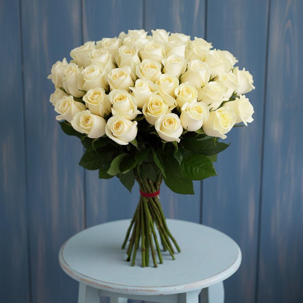 Букет 51 Белая роза Эдлесс Лав в Медведовской