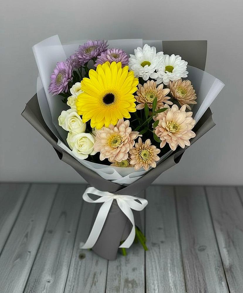 Букет цветов из: Розы, Герберы и Хризантемы в Медведовской