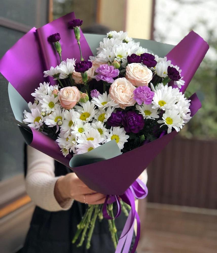 Букет цветов из: Хризантемы, Гвоздики и Розы в Медведовской