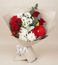 Букет цветов из:  Розы, Хризантемы, Герберы и Лилии в Медведовской