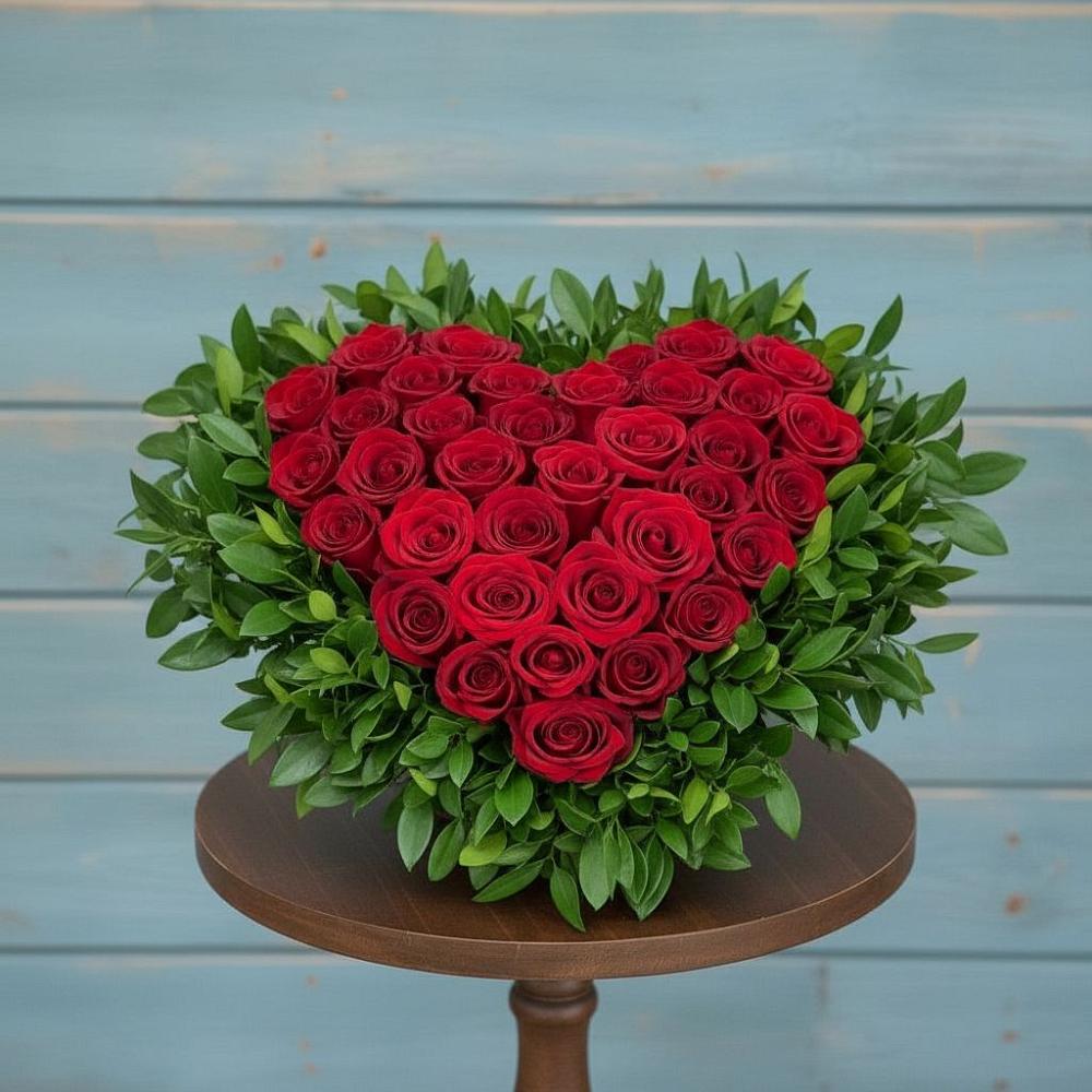 Цветочная композиция из Розы в виде сердца в Медведовской