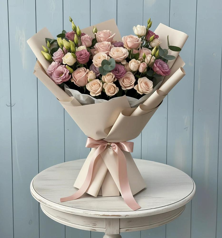 Букет цветов из: Розы и Лизиантусы в Медведовской