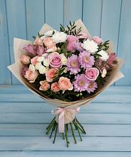 Букет цветов из:  Хризантемы, Розы и Альстромерии в Медведовской