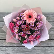 Букет цветов из:  Розы, Герберы и Хризантемы в Медведовской