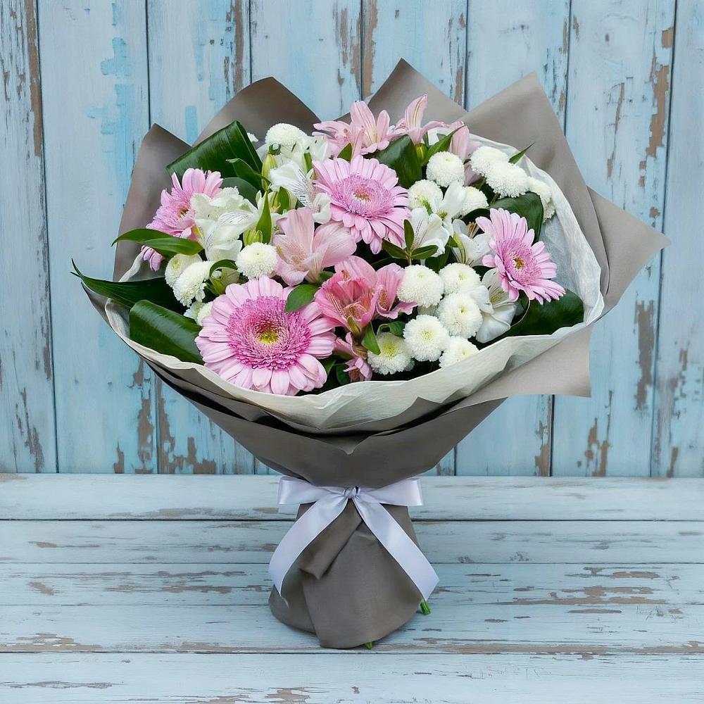 Букет цветов из: Герберы, Альстромерии и Хризантемы в Медведовской