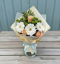 Букет цветов из:  Герберы, Розы и Хризантемы #REPLACE_PRED# Медведовской