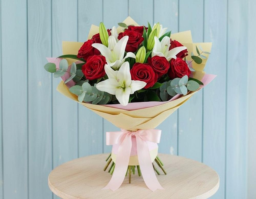 Букет цветов из: Лилии и Розы в Медведовской